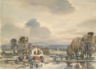 Norman Alfred William Lindsay - Landscape with Cows.webp