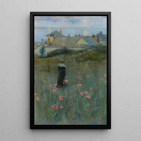 Poppies - Norman Garstin — framed artwork on a wall