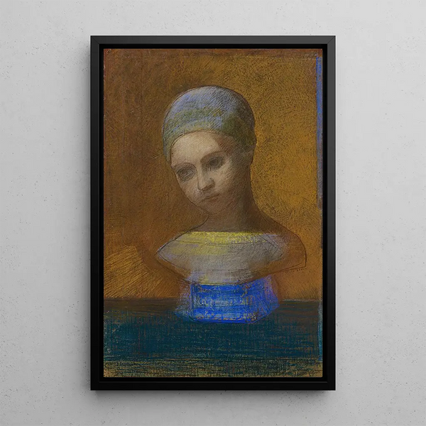 Bust of a Child - Odilon Redon — framed artwork on a wall