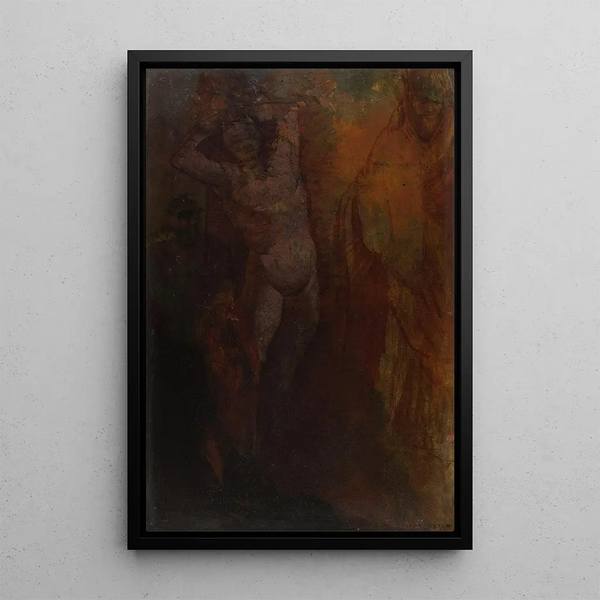 Composition three characters - Odilon Redon — framed artwork on a wall