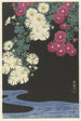 Chrysanthemums and flowing water - Ohara Koson — artwork view