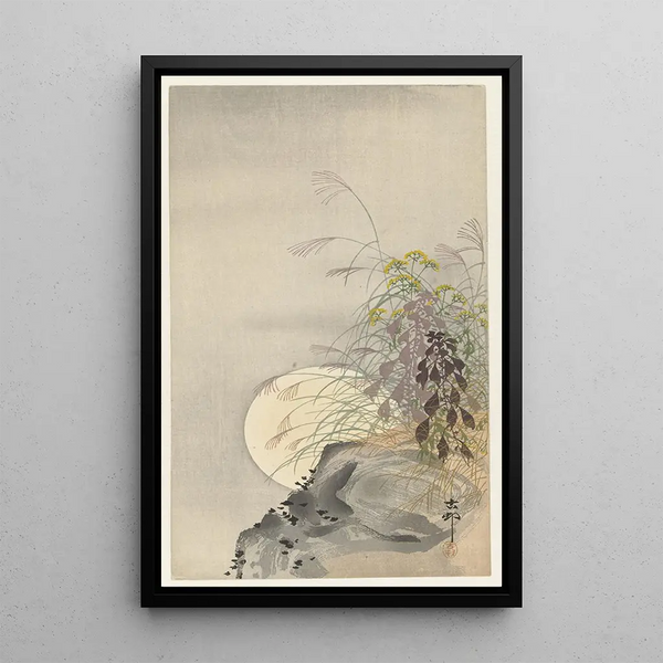 Ohara Koson - Grasses at full moon.webp