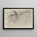 Gray Starling in the Storm - Ohara Koson — framed artwork on a wall