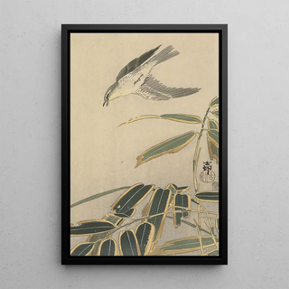 Ohara Koson - Wheatear with bamboo.webp