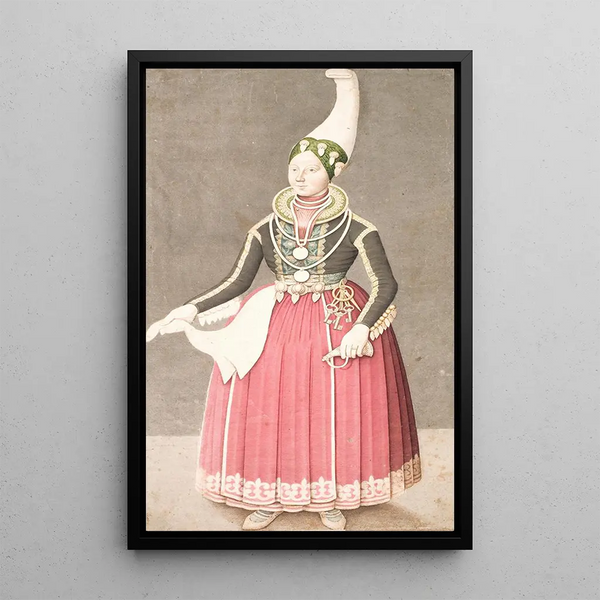 a Woman in Icelandic Farmer Costume - Olavius — framed artwork on a wall