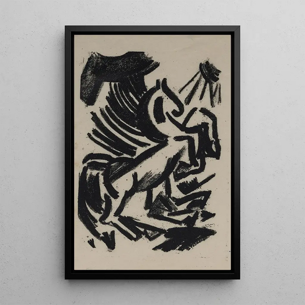 Illustration of horse without title by Explodity - Olga Vladimirovna Rozanova — framed artwork on a wall