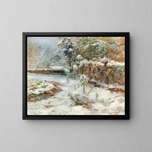 Neve di ottobre, motivo del giardino del castello di Hartenstein - Olga Wisinger-Florian — quadro incorniciato alla parete