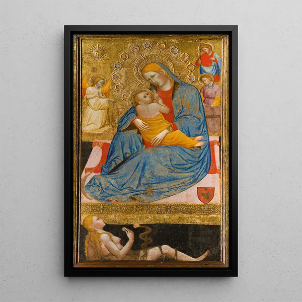 The Virgin of Humility with the Temptation of Eve - Olivuccio di Ciccarello — framed artwork on a wall