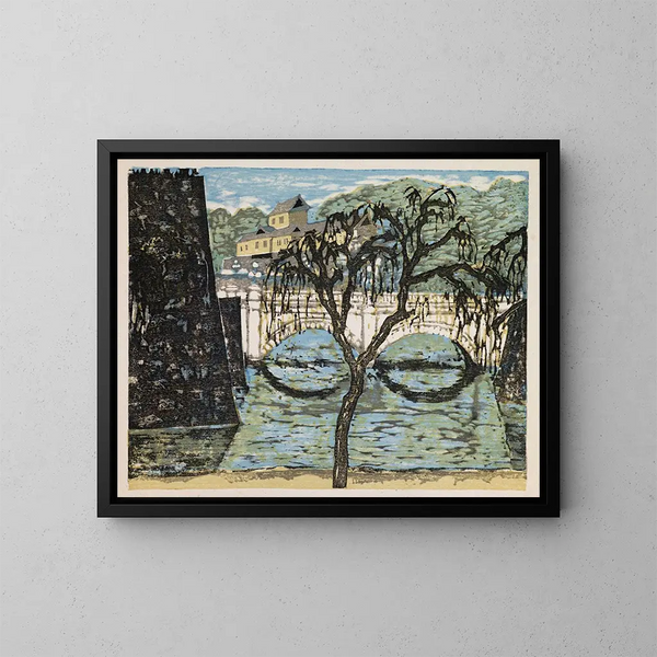 Nijbashi aus der Serie Souvenirs von Tokio - Onchi Kōshirō — gerahmtes Bild an der Wand