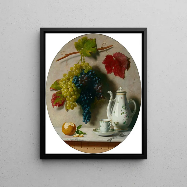 Oreste Costa - A still life with grapes and tea pot.webp