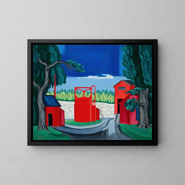 Reservoir Rouge de la Pagode à West Quincy - Oscar Bluemner — gerahmtes Bild an der Wand
