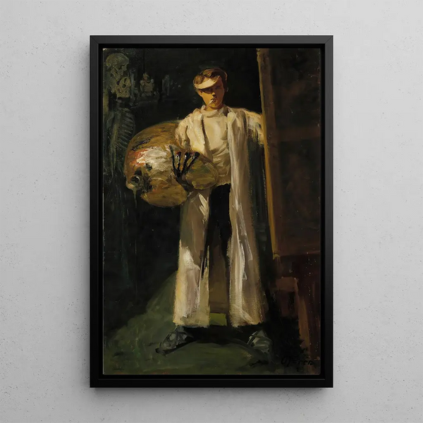 Self-portrait in electric light - Oscar Parviainen — framed artwork on a wall