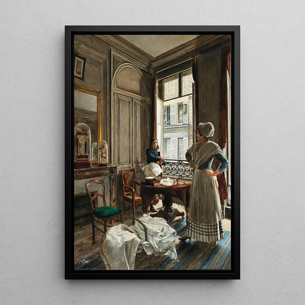 Napoleon and a Maid - Oskar Rex — framed artwork on a wall