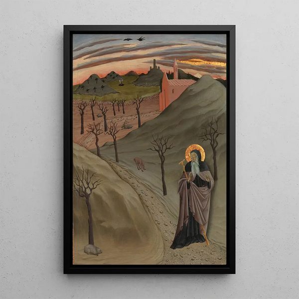 Saint Antoine l'Abbé dans le désert - Maître de l'Osservanza — framed artwork on a wall