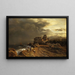 Sturm, der sich von der italienischen Küste entfernt - Oswald Achenbach — gerahmtes Bild an der Wand