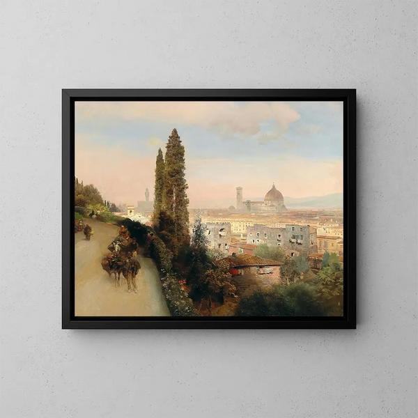 Ansicht von Florenz - Oswald Achenbach — gerahmtes Bild an der Wand