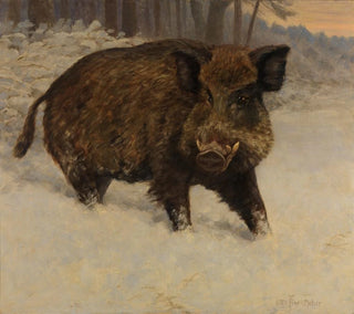 Sanglier dans la neige - Otto Fikentscher — Ansicht des Kunstwerks
