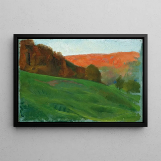 Otto Friedrich - Herbstlicher Wald hinter grner Wiese.webp
