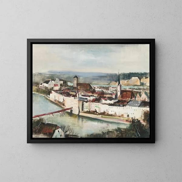 Ansicht von Wasserburg am Inn vom Innleite - Otto Geigenberger — gerahmtes Bild an der Wand