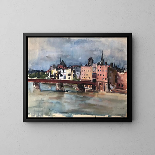 Otto Geigenberger - Wasserburg am Inn  Frontpartie mit Innbrcke.webp