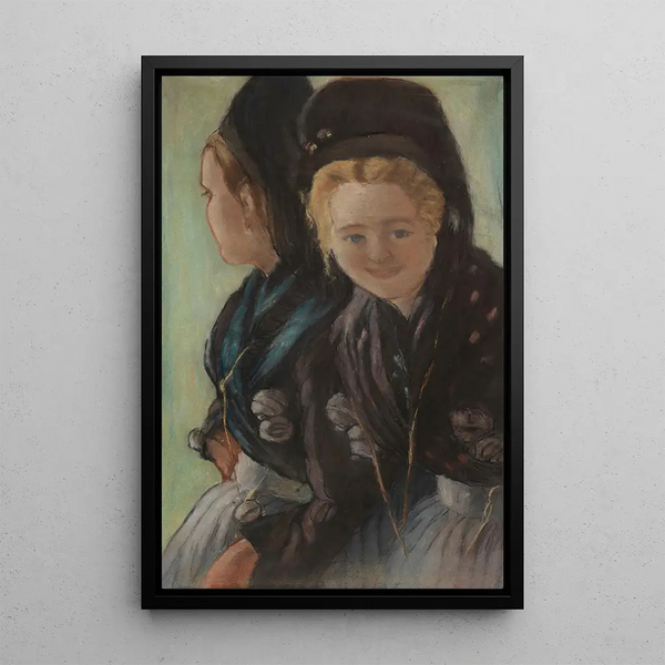 Two Young Women in Foehr Costume - Otto Heinrich Engel — framed artwork on a wall