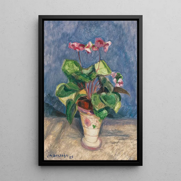 Flowering Cyclamen - Otto Modersohn — framed artwork on a wall