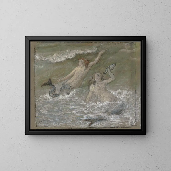 Drei Sirenen im Wasser - Otto Scholderer — gerahmtes Bild an der Wand