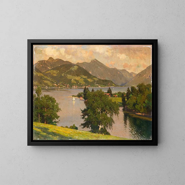 Blick auf den Tegernsee von Westen - Otto Strützel — gerahmtes Bild an der Wand