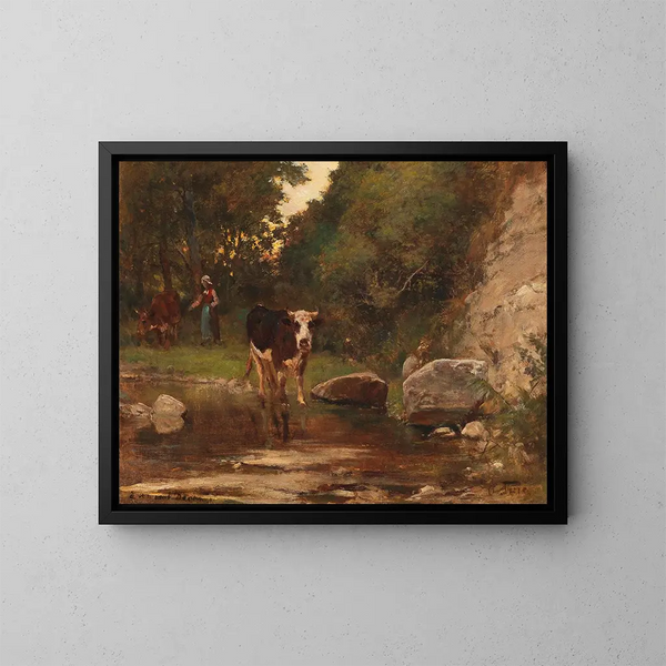 Auf dem Weg zum Wasserloch - Otto von Thoren — gerahmtes Bild an der Wand