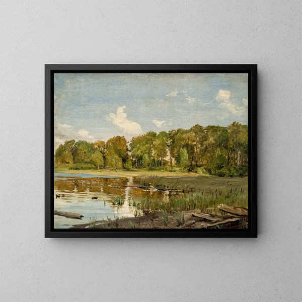 Am Ufer des Gurre-Sees in Dänemark - P. C. Skovgaard — gerahmtes Bild an der Wand