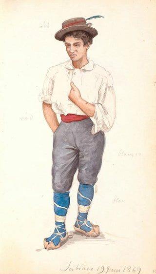 P C Skovgaard - Italiensk mand med snresko og hat med fjer.webp