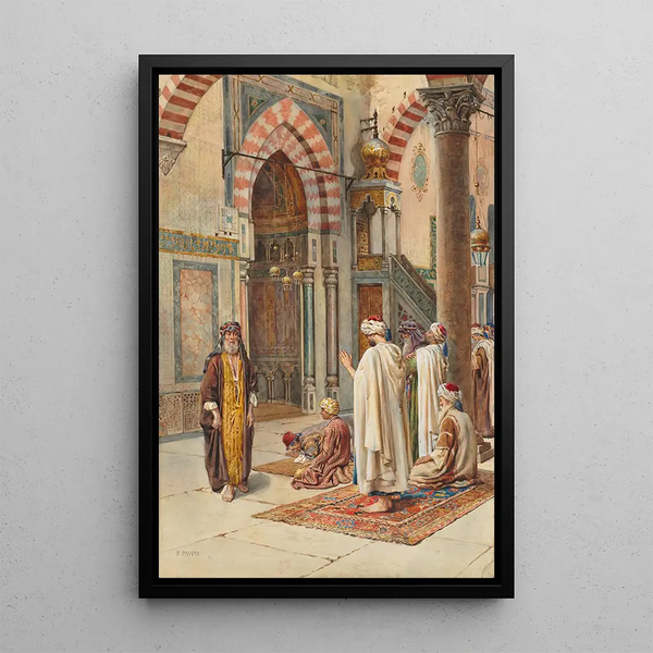 Muslims praying - Pietro Pavesi — framed artwork on a wall