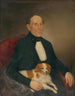 Portrait eines sitzenden Mannes mit Hund - Palinka — Ansicht des Kunstwerks