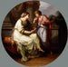 Papirius Praetextatus, das von seiner Mutter gebeten wird, die Geheimnisse der Beratungen des römischen Senats zu offenbaren - Angelica Kauffmann — in einem Innenraum präsentiert