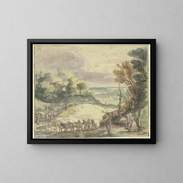 Jacob che lotta con l'angelo - Paul Bril — quadro incorniciato alla parete