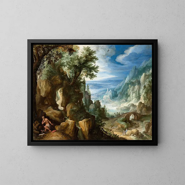 Paesaggio montano con san Gerolamo - Paul Bril — quadro incorniciato alla parete
