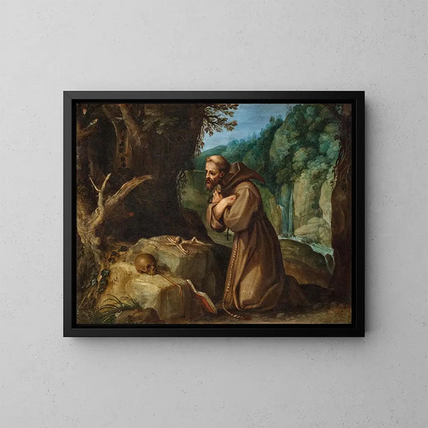 San Francesco d'Assisi in meditazione - Paul Bril — quadro incorniciato alla parete
