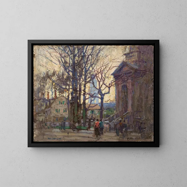 Eine Straße in Gloucester - Paul Cornoyer — gerahmtes Bild an der Wand