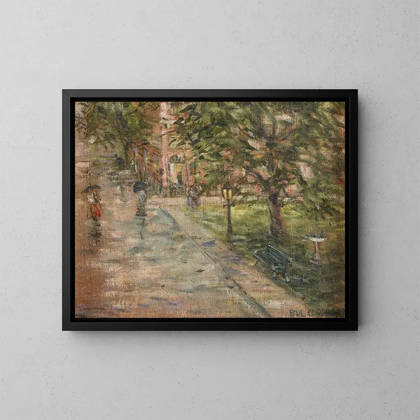 Straßenszene bei Regen - Paul Cornoyer — gerahmtes Bild an der Wand