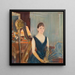 Sitzende Harfenspielerin mit Fächer - Paul César Helleu — gerahmtes Bild an der Wand