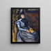 Frau sitzend in Blau - Paul Cézanne — gerahmtes Bild an der Wand