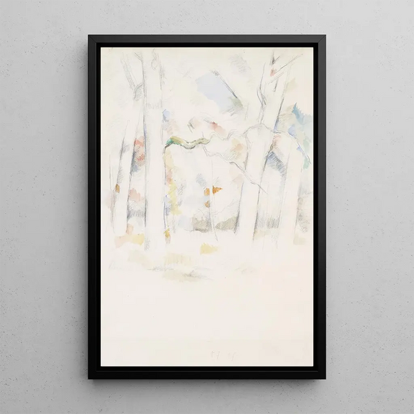 Forest Understory Painting - Paul Cézanne — framed artwork on a wall
