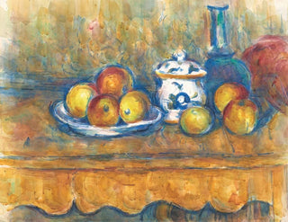 Paul Czanne - Stillleben mit blauer Flasche Zuckerdose und pfeln.webp
