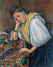 Junge italienische Frau an einem Tisch - Paul Cézanne — Ansicht des Kunstwerks