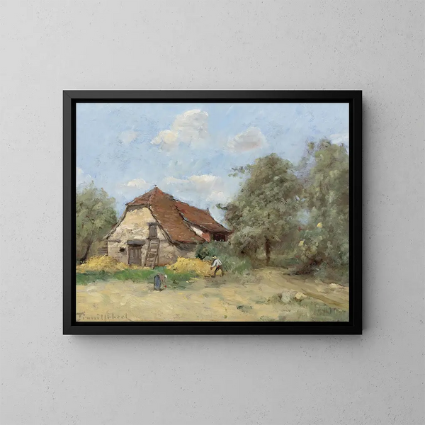 Der Schnitter bei der Farm - Paul Désiré Trouillebert — gerahmtes Bild an der Wand