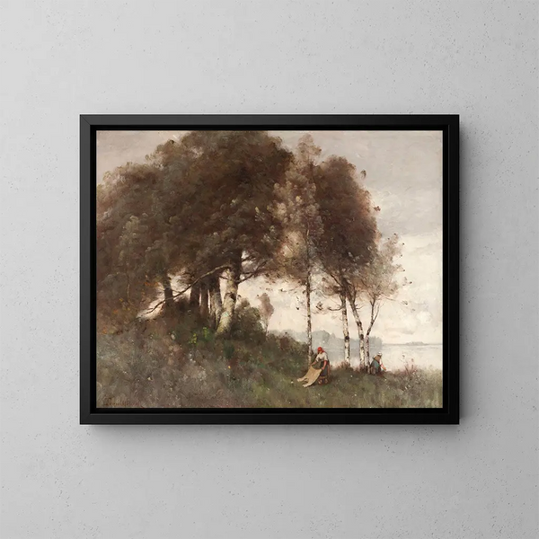 Landschaft mit Waschfrauen - Paul Désiré Trouillebert — gerahmtes Bild an der Wand