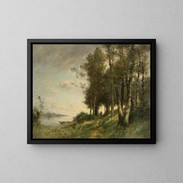 Ländliches Gemälde am Wasserufer - Paul Désiré Trouillebert — gerahmtes Bild an der Wand
