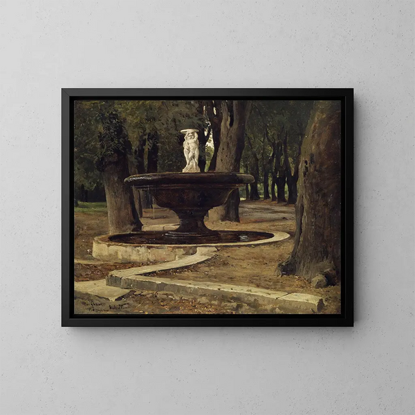 Fontana nel parco della Villa Borghese a Roma - Paul Flickel — quadro incorniciato alla parete