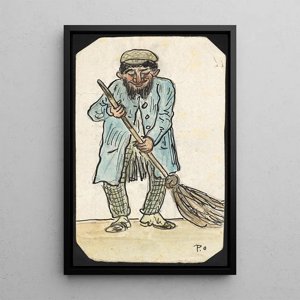 Man with Broom - Paul Franz Otto — framed artwork on a wall