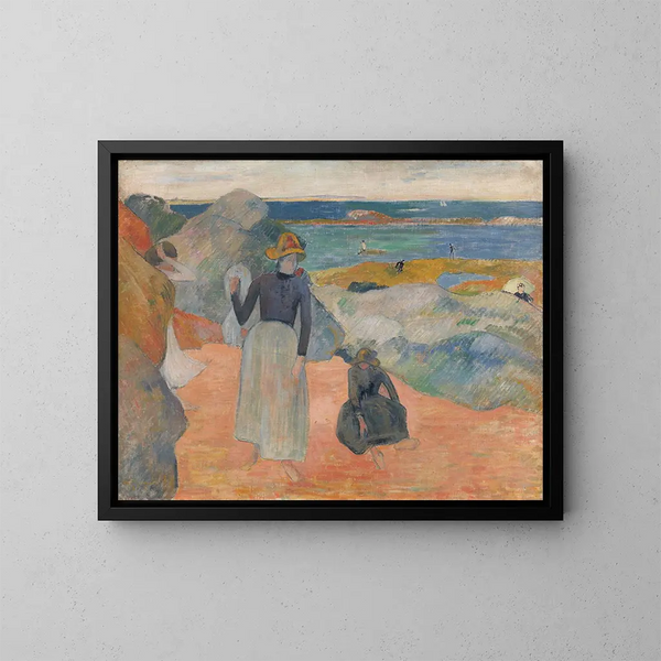 Strandszene - Paul Gauguin — gerahmtes Bild an der Wand